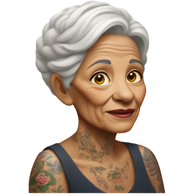 Old lady with arm tattoos emoji