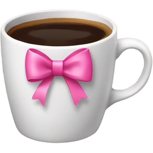 a coffee cup with a pink bow emoji