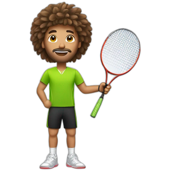 homme avec chauveux bruns jouant du badminton emoji