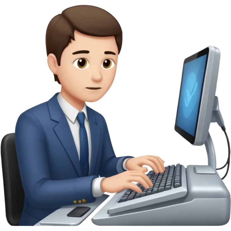 Man tapping computer emoji