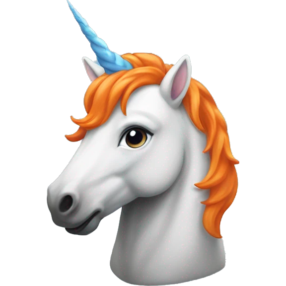 a unicorn with an orange and blue mane emoji