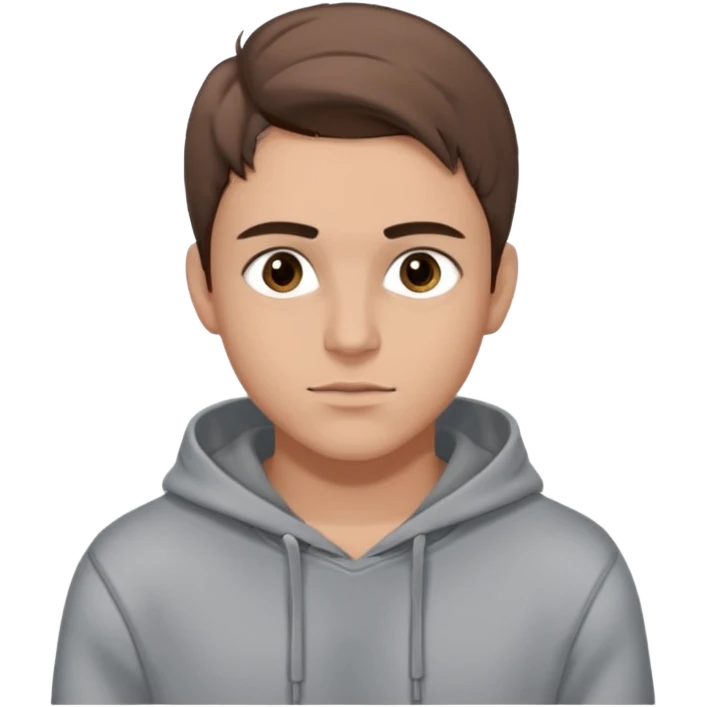 Kjekk gutt (lys i huden) som har pynta seg. Har på seg Jeans og grå hette genser og håret skal være  midtskill og fargen på håret er brunt. Litt øyevipper men ikke mye og litt mørke brun. Skal se HOT Å SEXY UT emoji