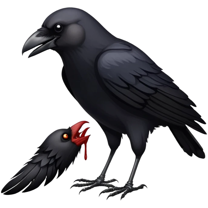 Crow eating dead animal emoji