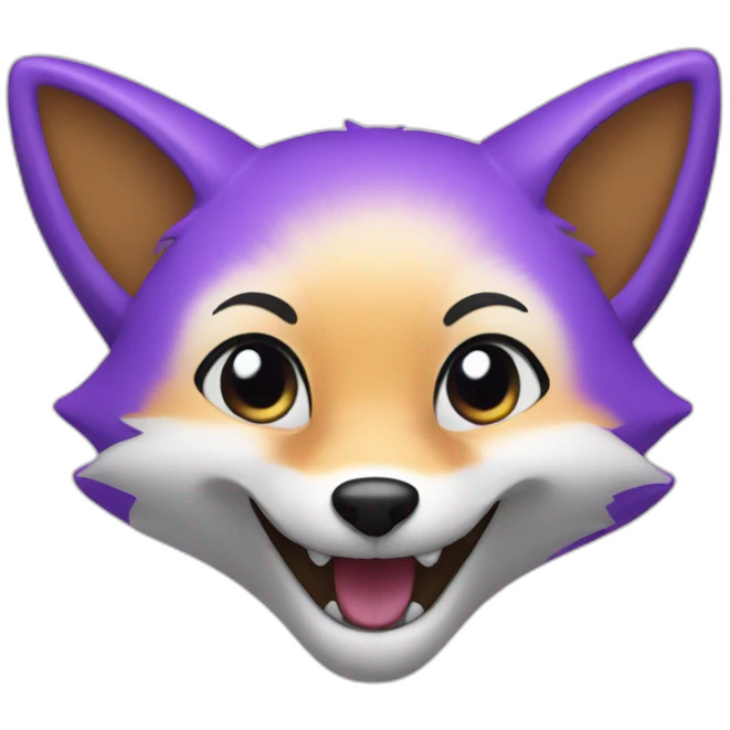 a purple fox with a big smile emoji