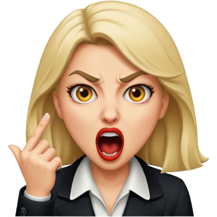 mafia girl yelling, expressive, dramatic emoji