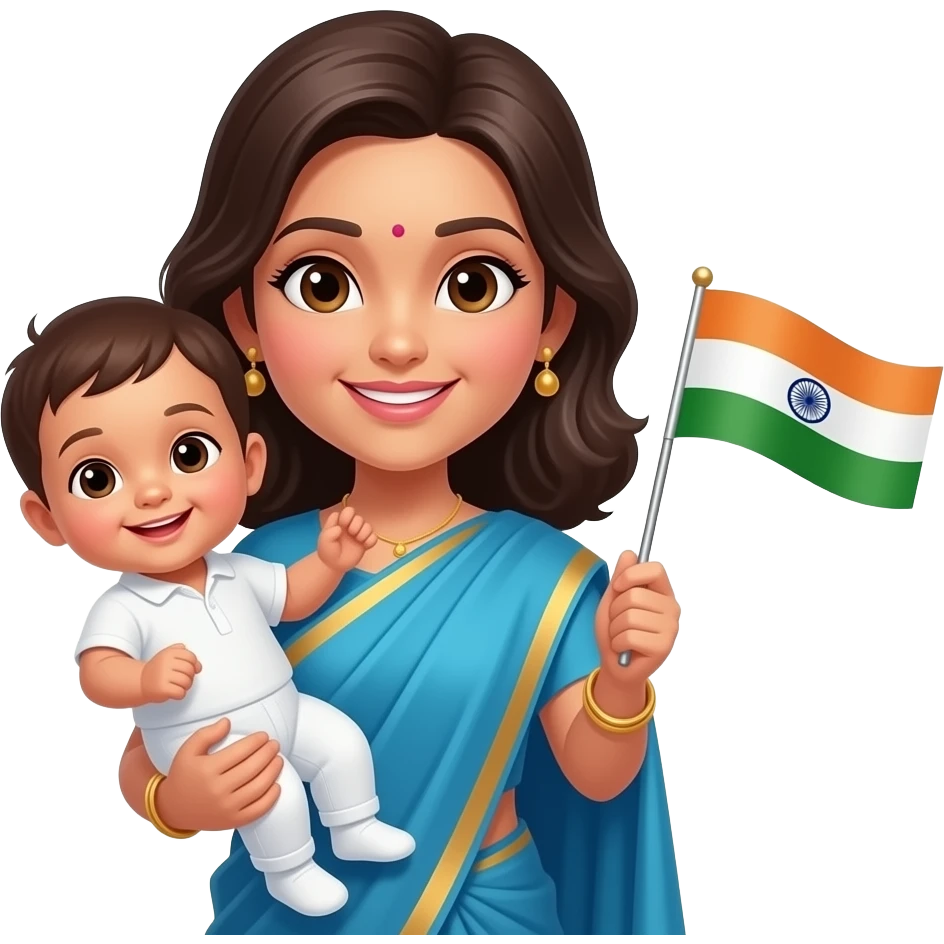 GIVE ME EMOJI FOR MOTHER  SO CAN YOU GIVE BABY IN ONE HAND AND FLAG IN OTHERHANDAND INDIA FLAG emoji