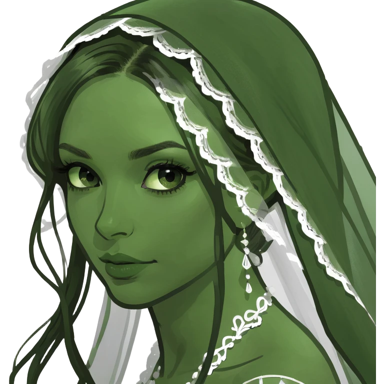 beautiful girl with long hair getting married veil covering face emoji