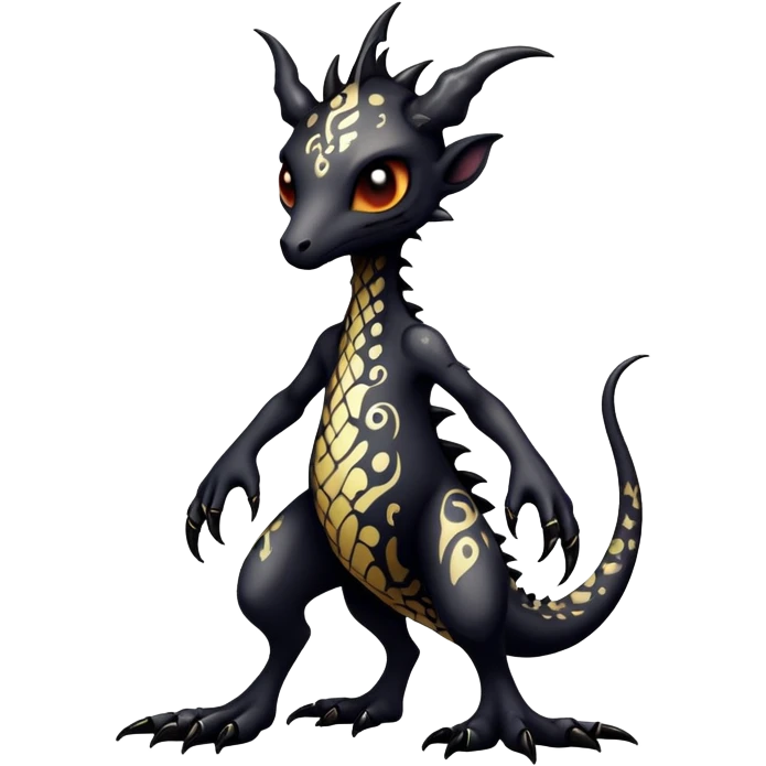 a dark gothic gloomy edgy vernid-fionbri-creature with splash patterns full body emoji