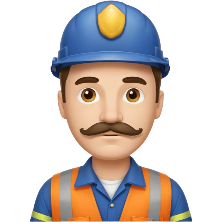 white men with mustache wear worker's uniform emoji