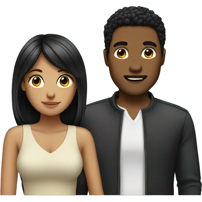 Couple with blonde girl and black hair man emoji