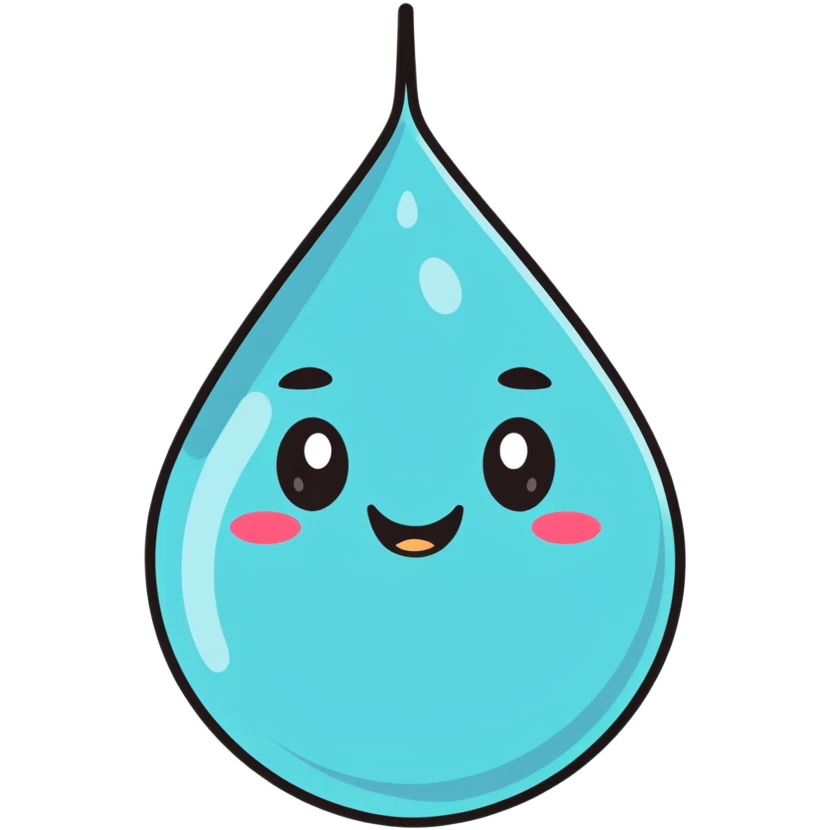 cute water droplet with a smiling face emoji