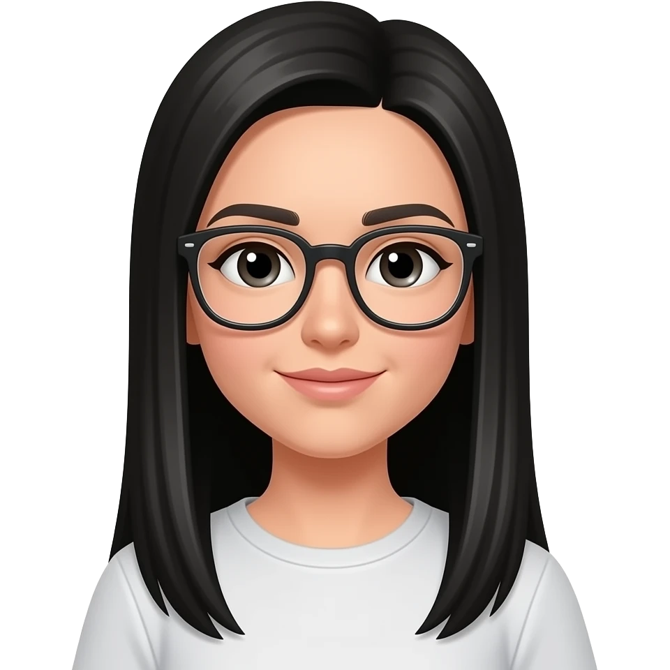 Girl with straight black long hair and glasses emoji