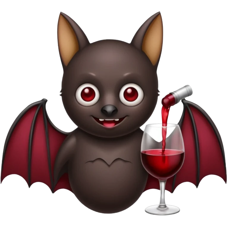 black bat drinking wine emoji