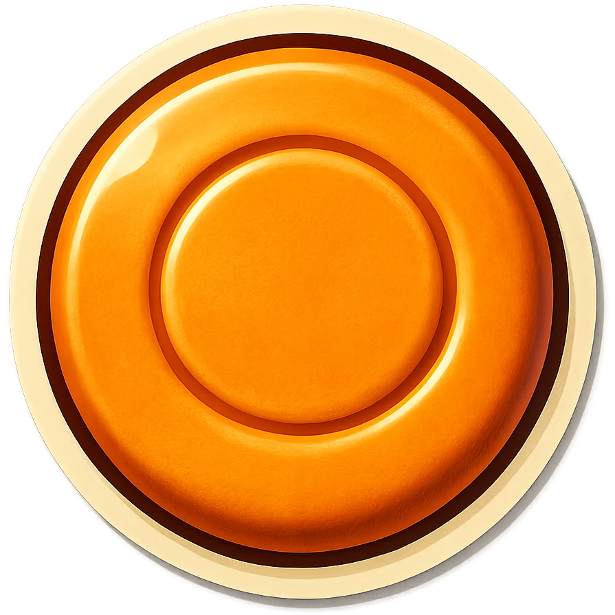 dalgona candy with circle shape, inspired by Squid Game, retro stickers style emoji