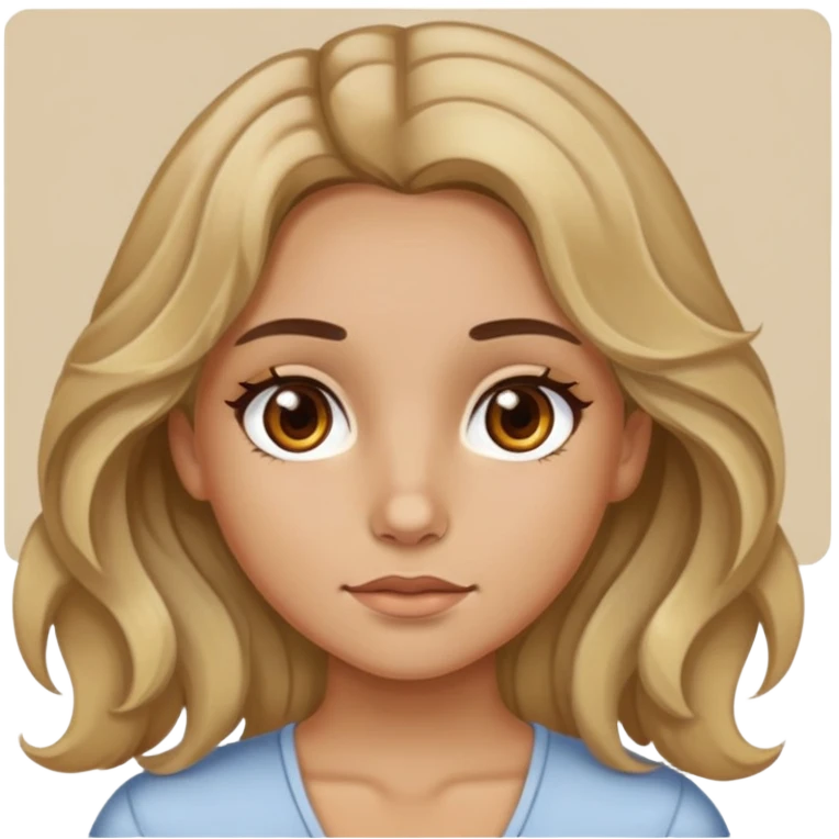 girl, tan-ish skin, brown eyes, wavy dirty blonde hair w a middle part? emoji