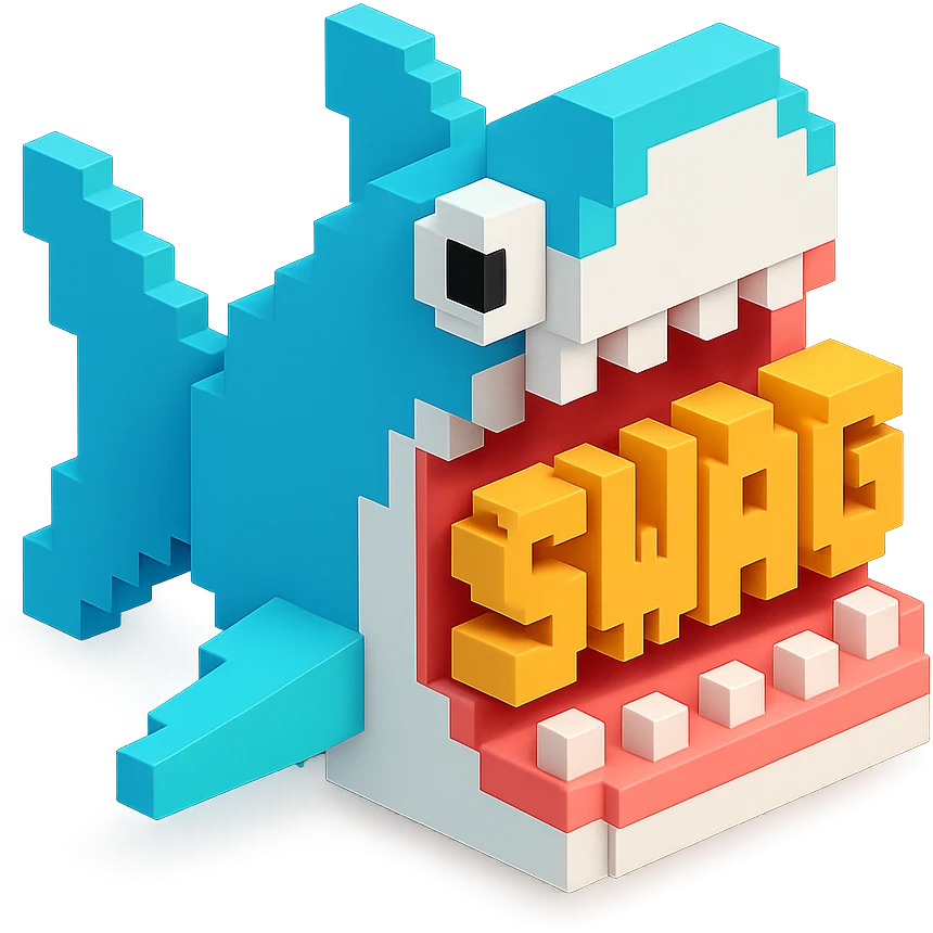 акула в пасти которой надпись SWAG, no background emoji