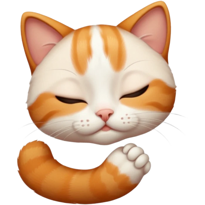 ginger and white small cat in funny positions upside down with eyes closed emoji