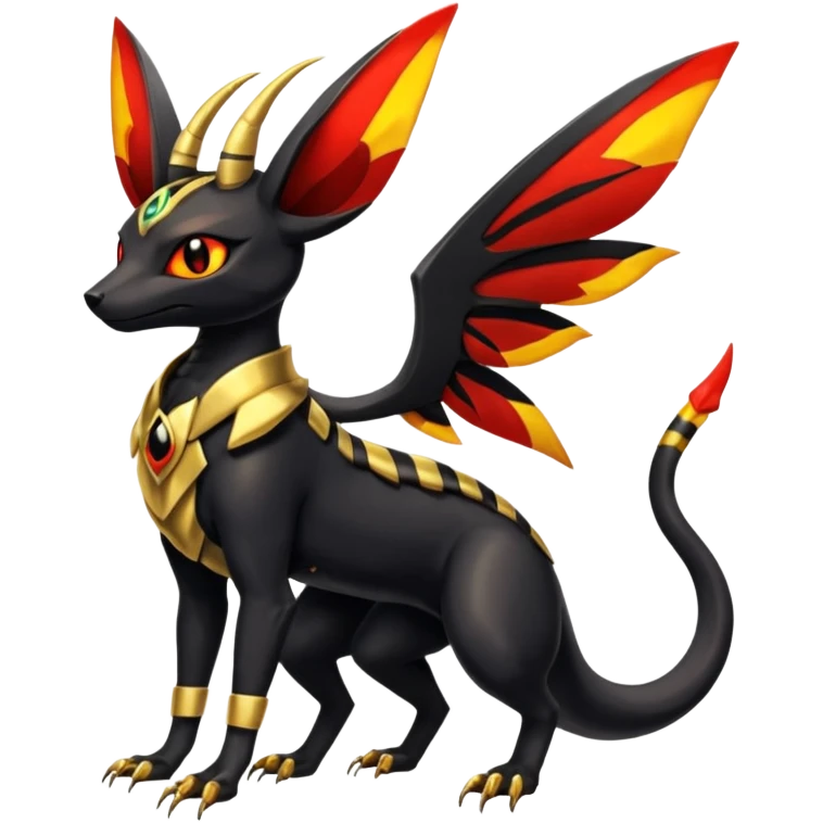 Shiny 4-legged Umbreon-Anubis-Salandit-Beedrill-fusion, full body emoji