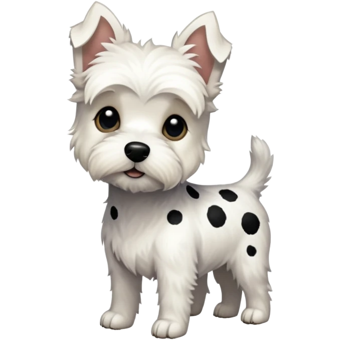 White terrier with a little black full body photo emoji