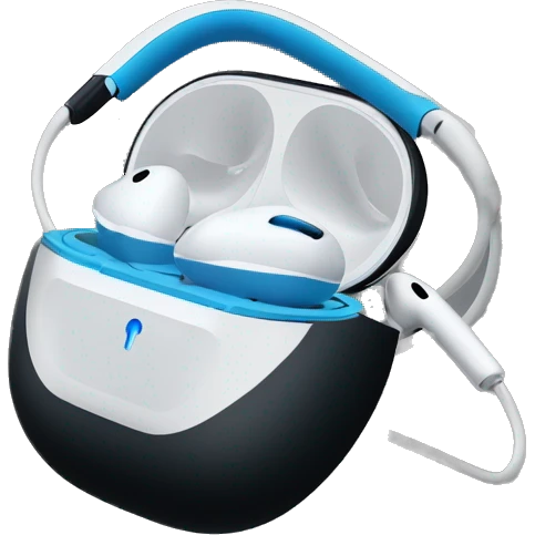 Headset AirPods Max blue on black background  emoji