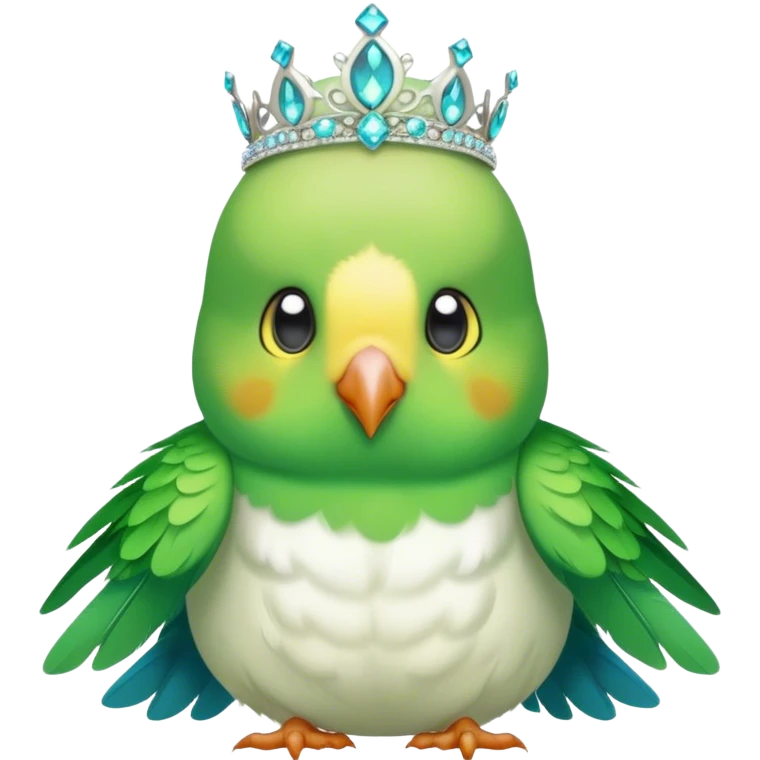 cute budgie in a wedding dress and tiara emoji