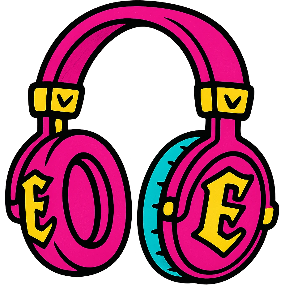 Remove the background, keep only the pink gothic headphones in pop colors style, with vibrant neon gothic accents and bold outlines, no background. emoji