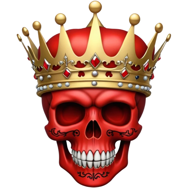 red and black skull with crown emoji