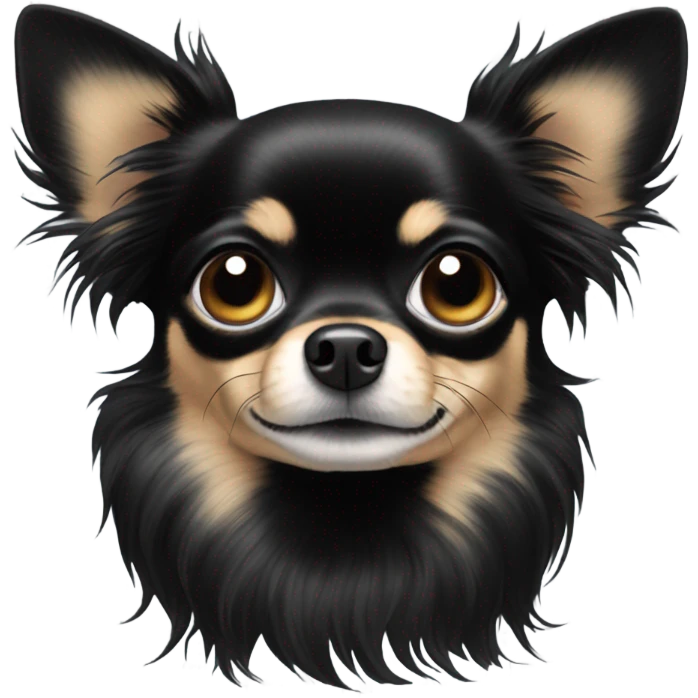Black long hair chihuahua named Dusty emoji
