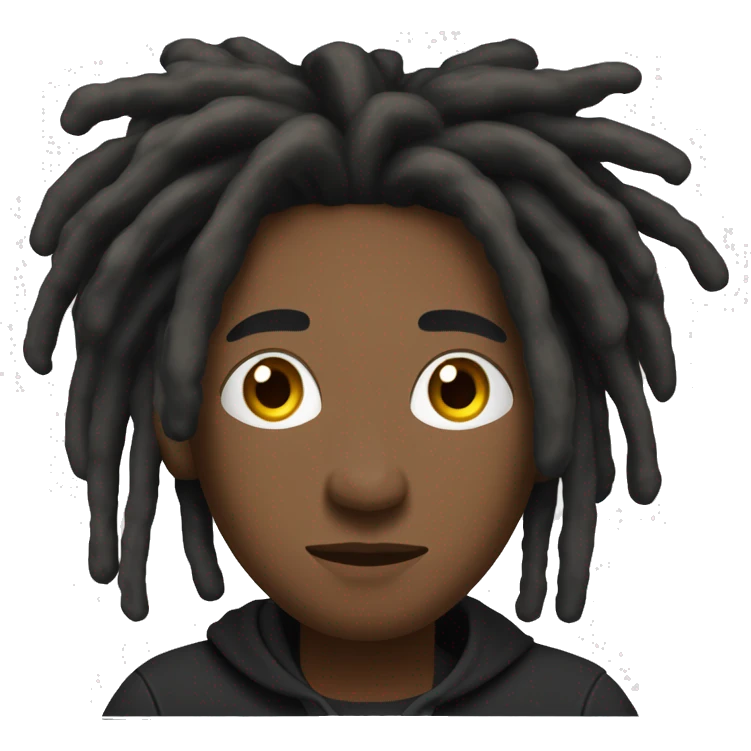 Black-guy-with-dreads-wearing-black-trackstuit-sitting-down-on-chair facing-foward-focused-on-laptop-computer- emoji