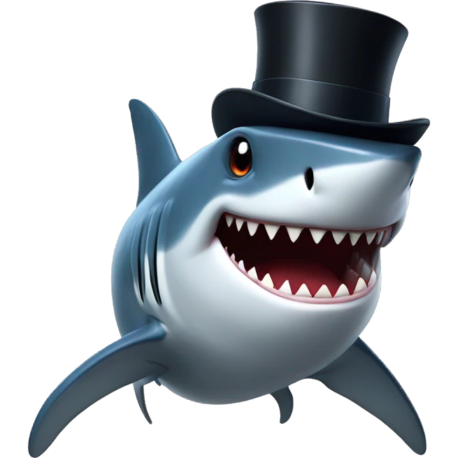 Shark with a top hat emoji