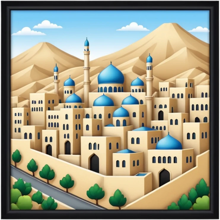little city and many, small, ordinary, simple, home, Iranian-style, 1980  emoji
