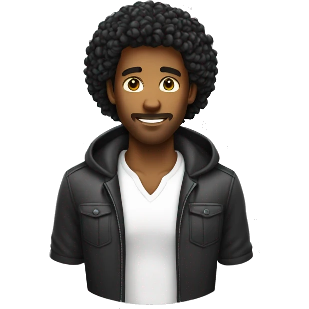 homem de cabelo cacheado grande preto emoji