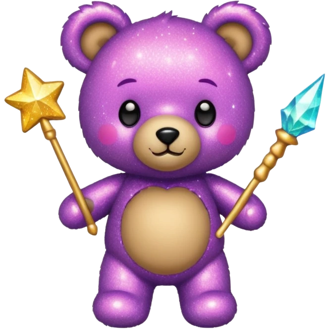 Fairy glitter teddy with wand  emoji