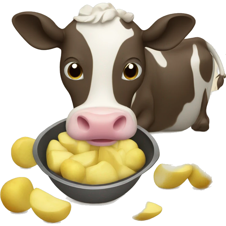 Cow eats boiled potatoes emoji