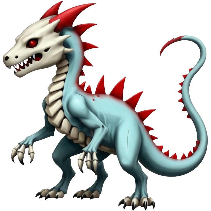 Shiny White Evil Glowing Eldritch Skeletal Creepy Edgy Badass Cool Marowak-Salandit-Duskull-Darkdramon-fusion with bloody red markings emoji
