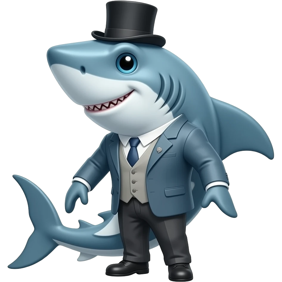 Shark with a top hat emoji