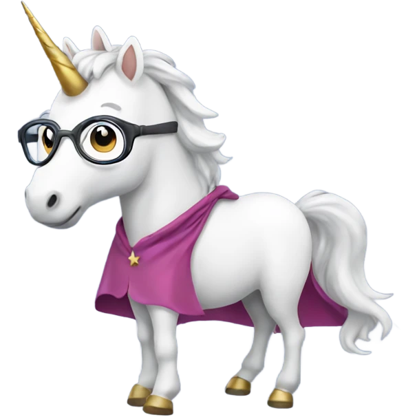 Unicorn wearing a cape and glasses  emoji