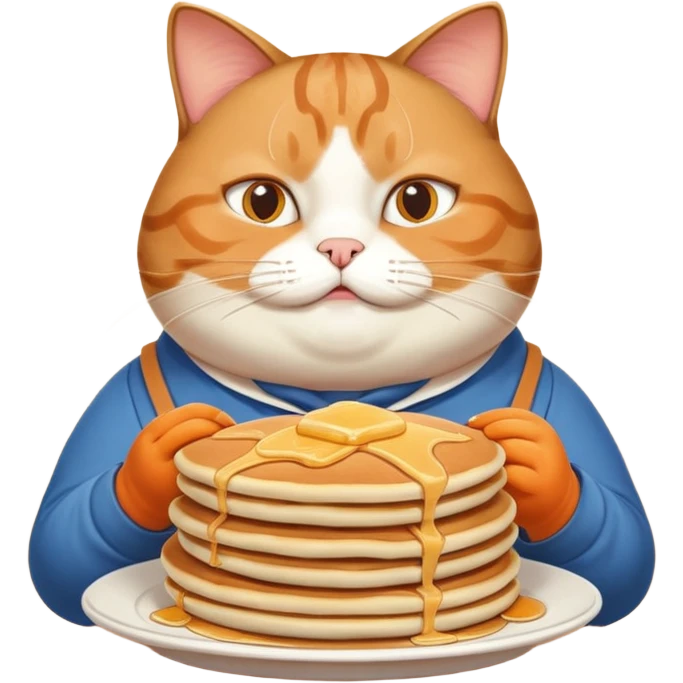 Fat cat eating pancakes at ihop emoji