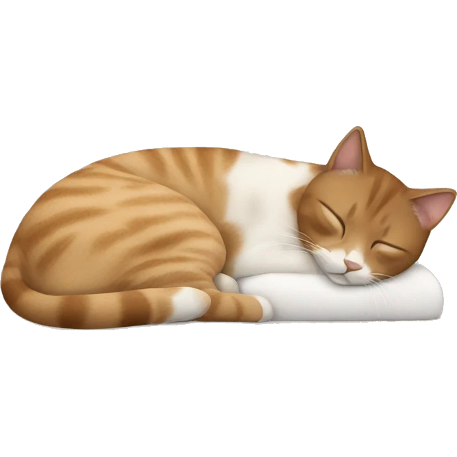 Beige cat sleeping with white girl with brown hair emoji