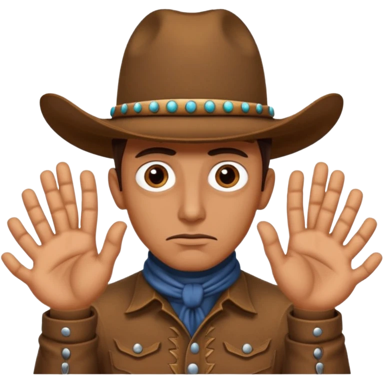 Pensive cowboy with 6 hands and 8 eyes emoji
