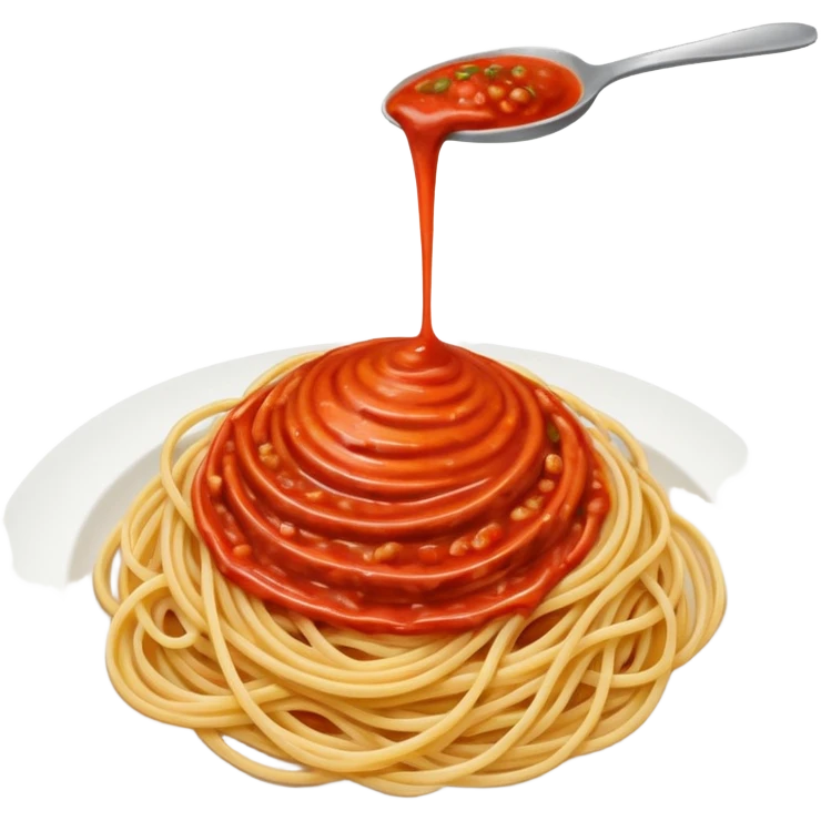 pasta swirl of spaghetti all'assasina, no fork, sauce mixed into the spaghetti emoji