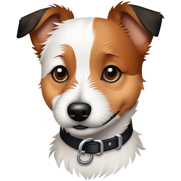 super scruffy jack russell mix white face  emoji