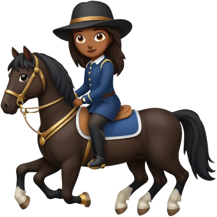 Brown girl on black shire horse  emoji