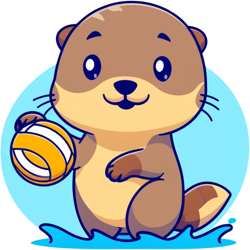 cute otter in water holding a volleyball with both paws emoji