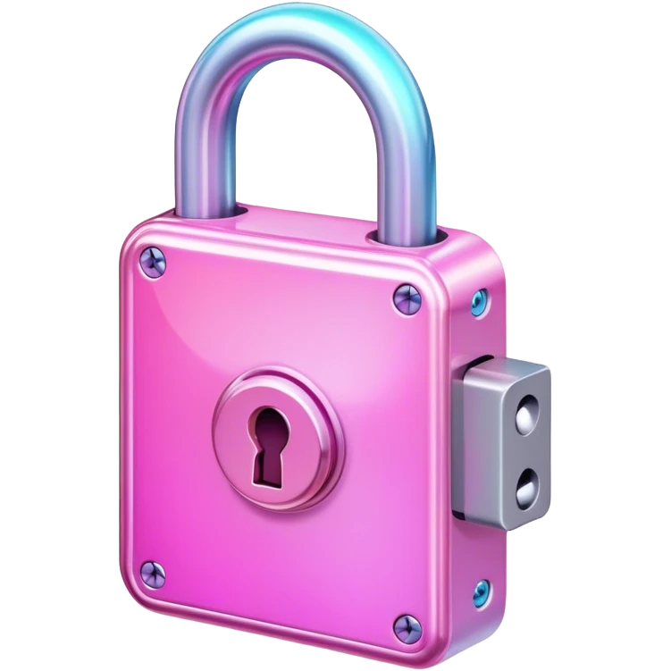 Holography  and glassmorphic pink lock emoji