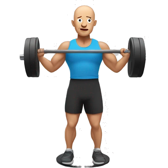 Bald man, lifting weights emoji