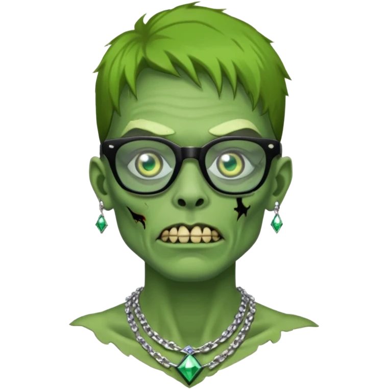 Zombie verde con lentes negros y cadena de diamantes  emoji