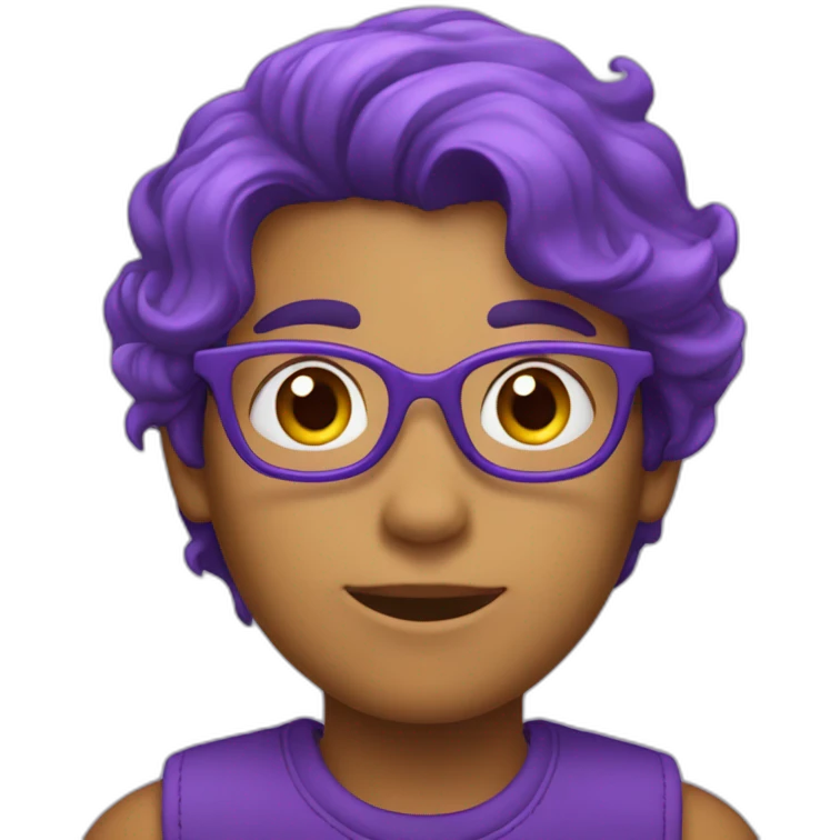 Un garçon avec les cheveux violet en costar violet emoji