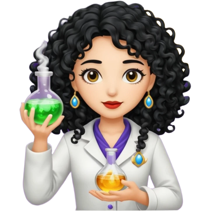 latina moon alchemist woman curly black hair potion emoji