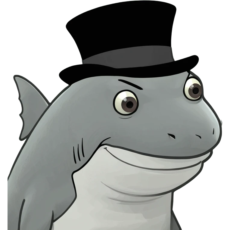 Shark with a top hat emoji